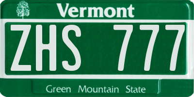 VT license plate ZHS777