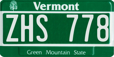 VT license plate ZHS778