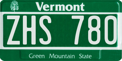 VT license plate ZHS780