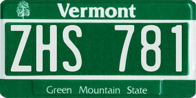 VT license plate ZHS781