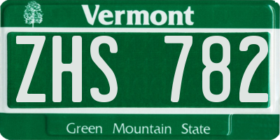 VT license plate ZHS782