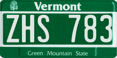 VT license plate ZHS783