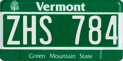 VT license plate ZHS784