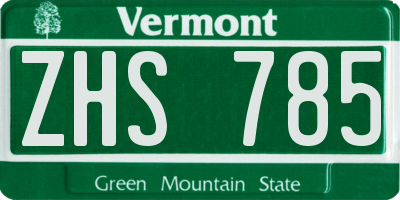 VT license plate ZHS785