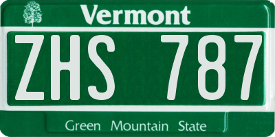 VT license plate ZHS787