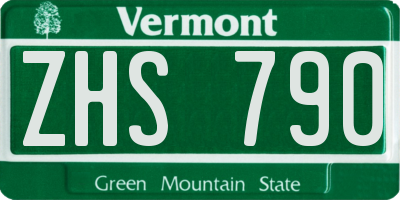 VT license plate ZHS790