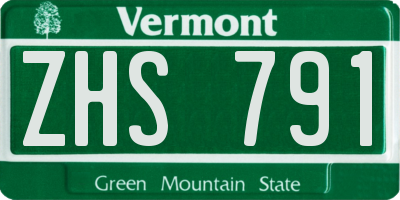 VT license plate ZHS791
