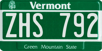 VT license plate ZHS792