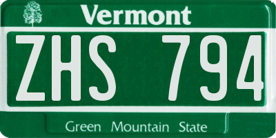 VT license plate ZHS794