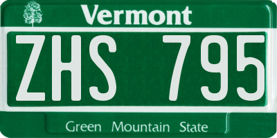 VT license plate ZHS795