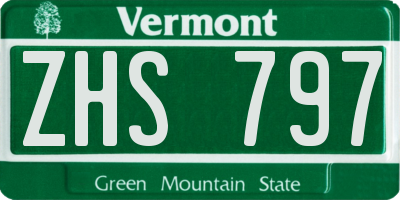 VT license plate ZHS797