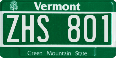 VT license plate ZHS801