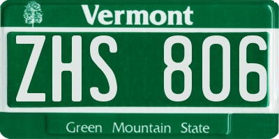 VT license plate ZHS806