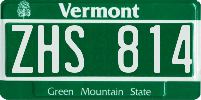 VT license plate ZHS814