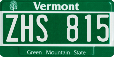 VT license plate ZHS815