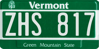 VT license plate ZHS817