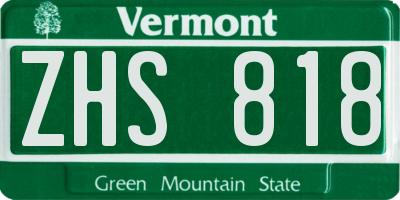 VT license plate ZHS818