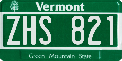 VT license plate ZHS821