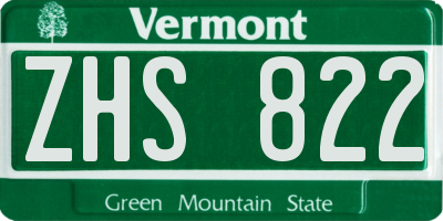 VT license plate ZHS822