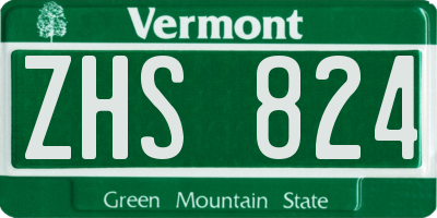 VT license plate ZHS824