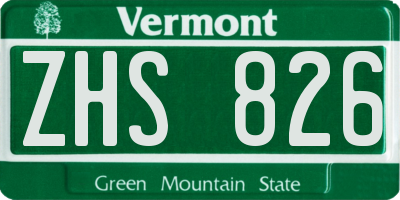 VT license plate ZHS826