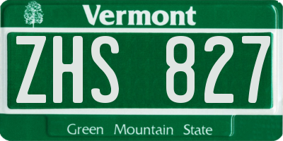 VT license plate ZHS827