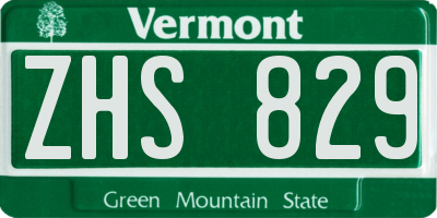 VT license plate ZHS829