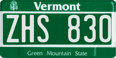 VT license plate ZHS830