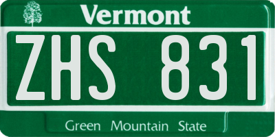 VT license plate ZHS831