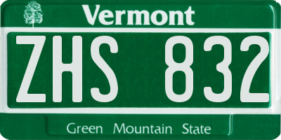 VT license plate ZHS832