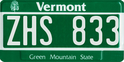 VT license plate ZHS833