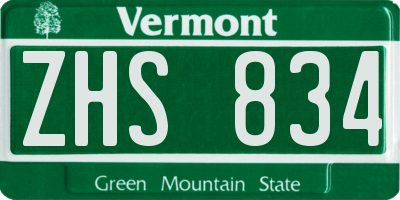 VT license plate ZHS834