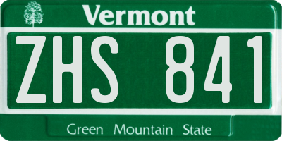 VT license plate ZHS841