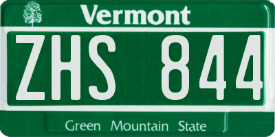 VT license plate ZHS844