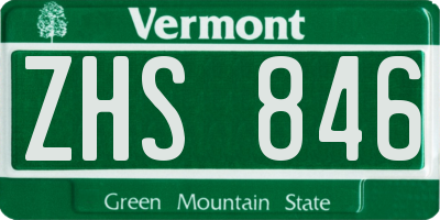 VT license plate ZHS846