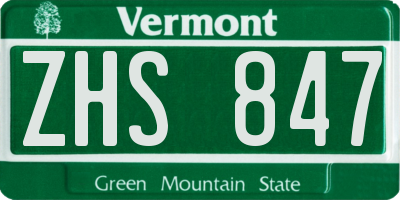 VT license plate ZHS847