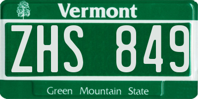 VT license plate ZHS849