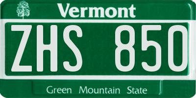 VT license plate ZHS850
