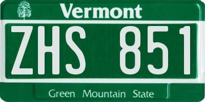 VT license plate ZHS851