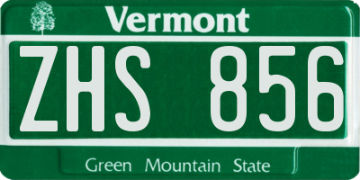 VT license plate ZHS856