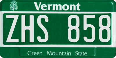 VT license plate ZHS858