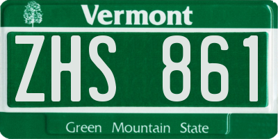 VT license plate ZHS861