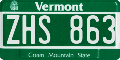 VT license plate ZHS863