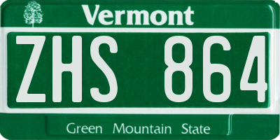VT license plate ZHS864