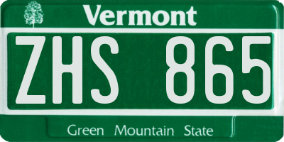 VT license plate ZHS865