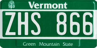 VT license plate ZHS866