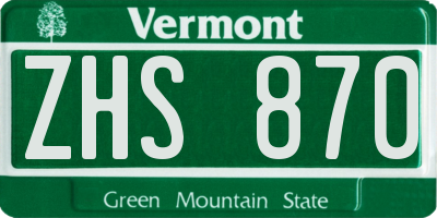 VT license plate ZHS870
