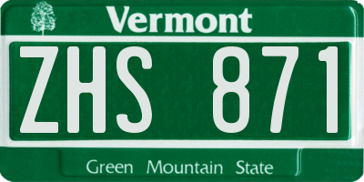 VT license plate ZHS871