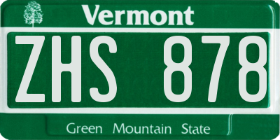 VT license plate ZHS878