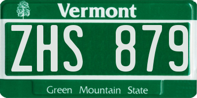 VT license plate ZHS879